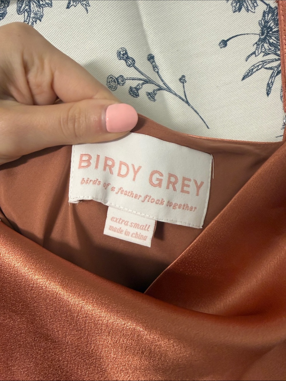 Birdy Grey Lisa Long Dress Sz XS Terracotta Shiny Satin Maxi Bridesmaid - Picture 5 of 5